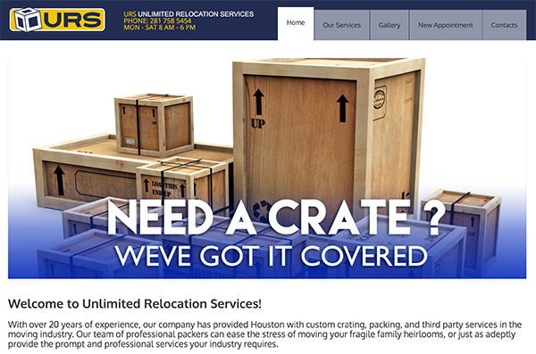 URS Unlimited Relocation Services Houston Web Page Preview